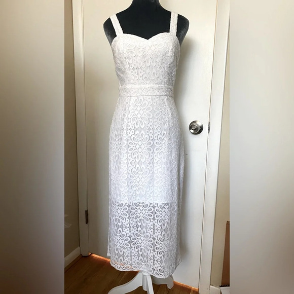 NWT BCBGeneration White Lace Midi Dress Size 2 - Picture 4 of 12